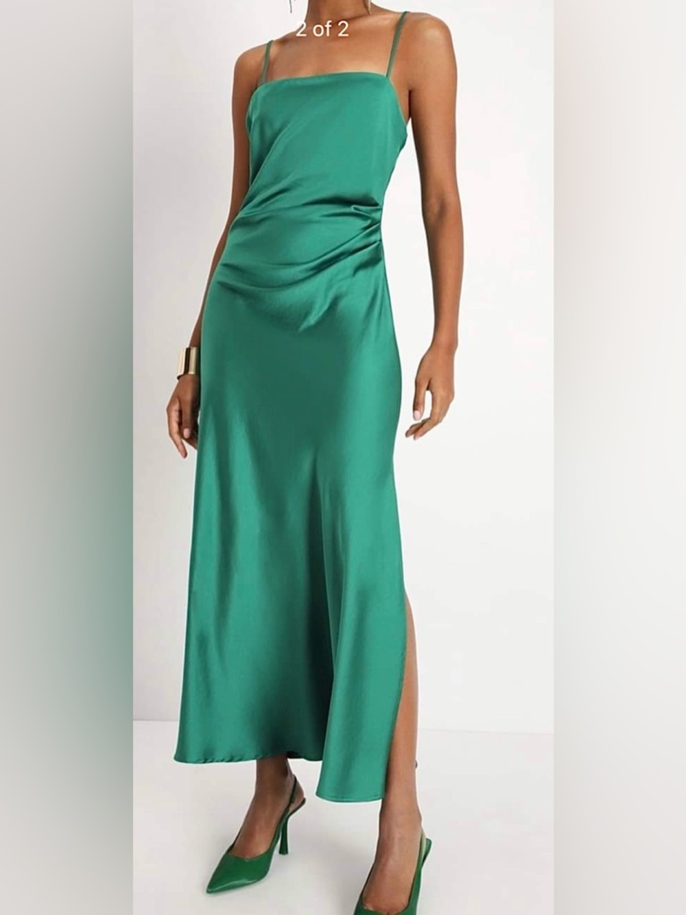 Emerald Satin Slip Maxi Dress – Italian Luxury